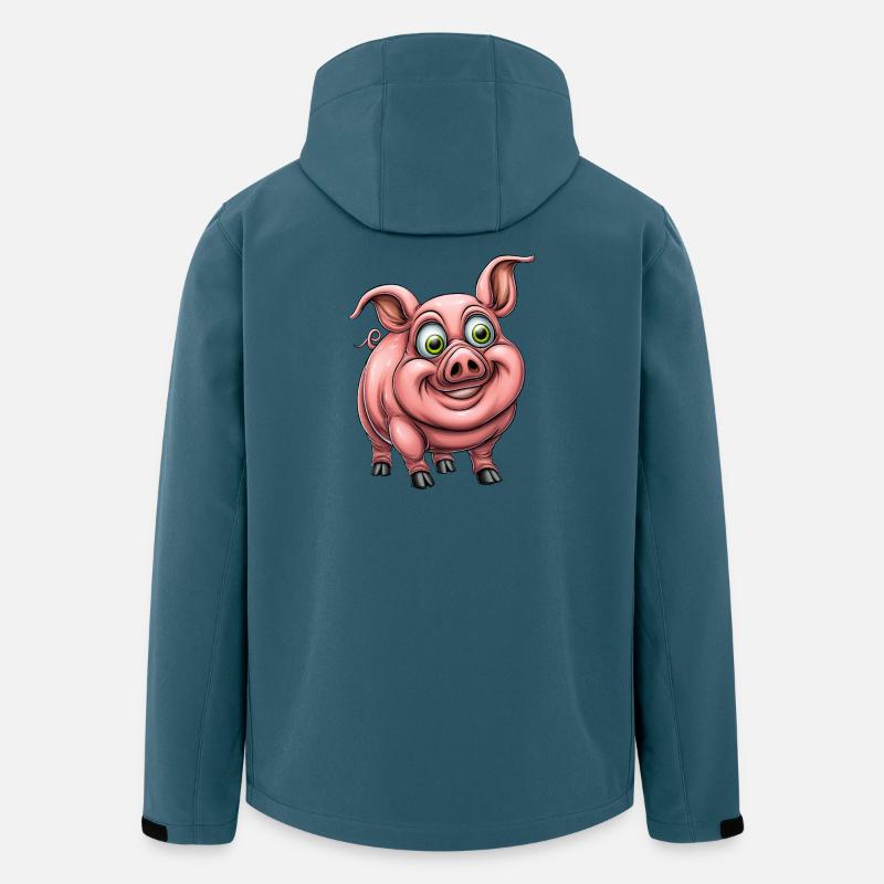 lustiges rosa pink Schwein :) - Recycelte Männer Softshell-Jacke von Stanley/Stella - Dunkles Petrol