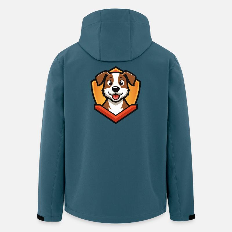 Verspielte Hundewappen-Illustration - Recycelte Männer Softshell-Jacke von Stanley/Stella - Dunkles Petrol