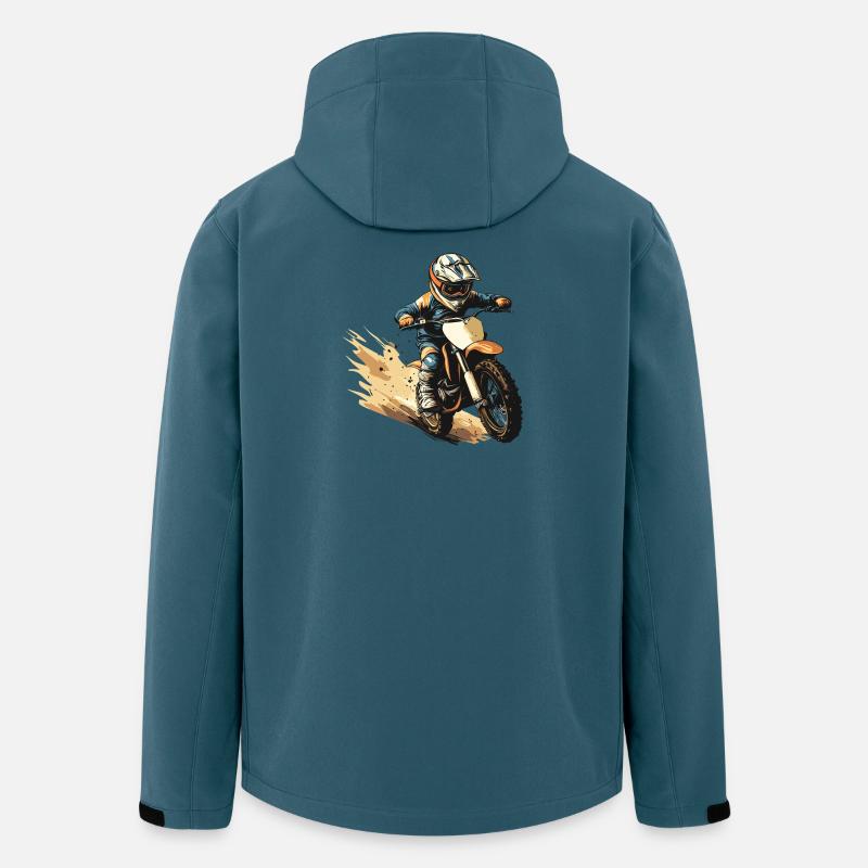 Adrenalinischer Motocross-Helden-Druck - Recycelte Männer Softshell-Jacke von Stanley/Stella - Dunkles Petrol