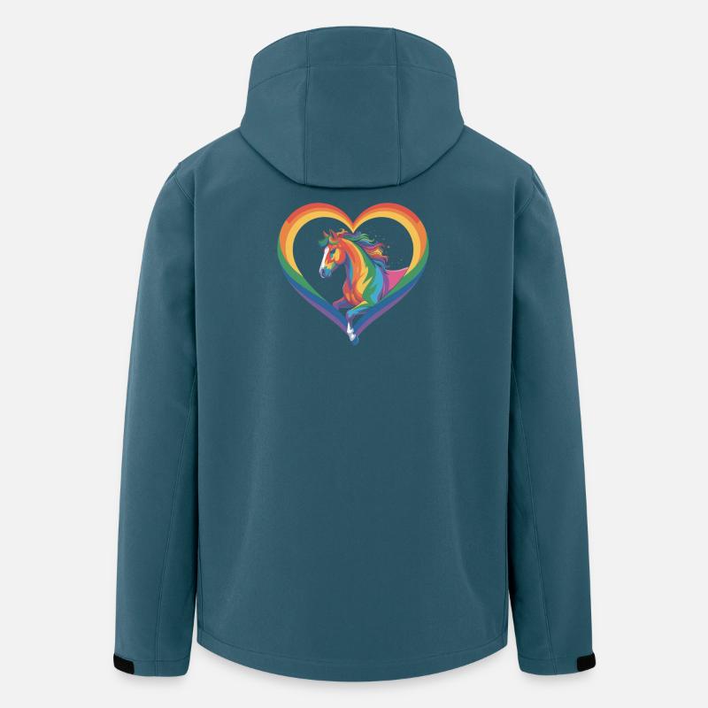 Regenbogen Pferd im Herzrahmen - Recycelte Männer Softshell-Jacke von Stanley/Stella - Dunkles Petrol