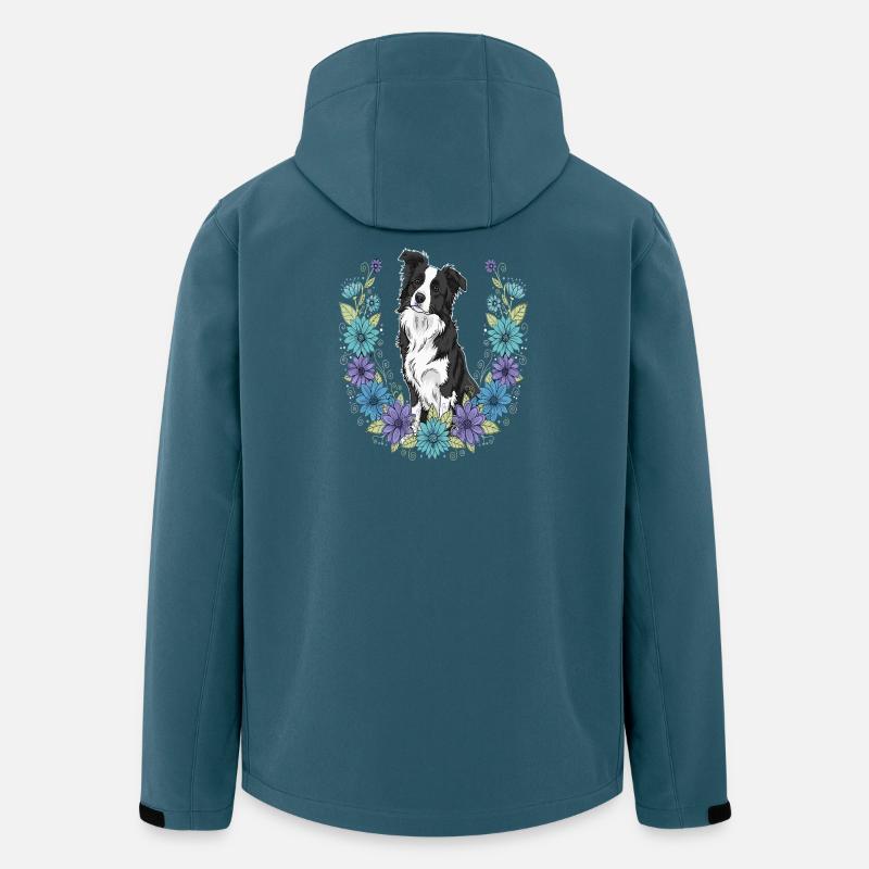 Border Collie Blumen - Recycelte Männer Softshell-Jacke von Stanley/Stella - Dunkles Petrol