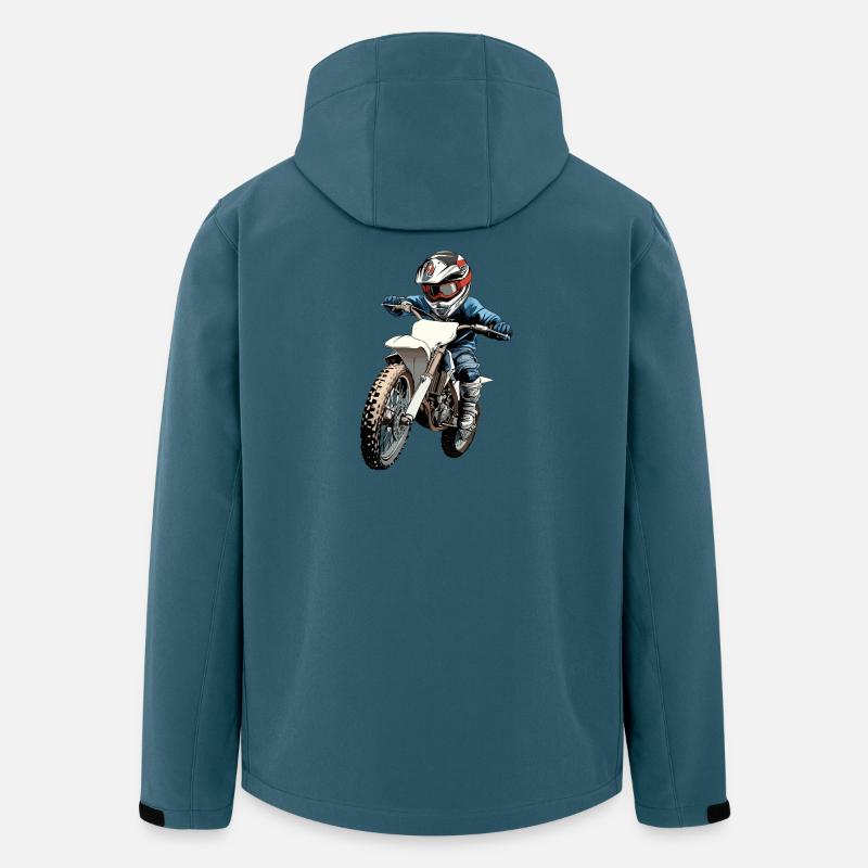 Motorradfahrer Kinderdesign - Recycelte Männer Softshell-Jacke Discoverer von Stanley/Stella - Dunkles Petrol