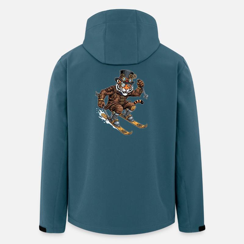 Steampunk Tiger Skier With Top Hat - Men’s Recycled Softshell Jacket by Stanley/Stella - stargazer