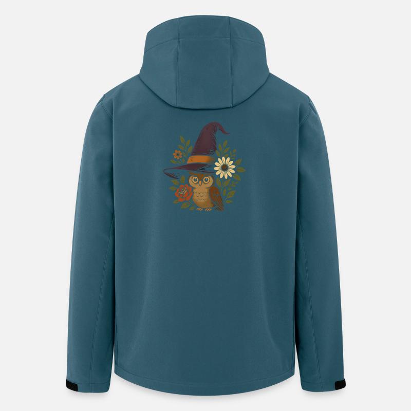 Eule im Zauberhut mit Blumen - Recycelte Männer Softshell-Jacke von Stanley/Stella - Dunkles Petrol