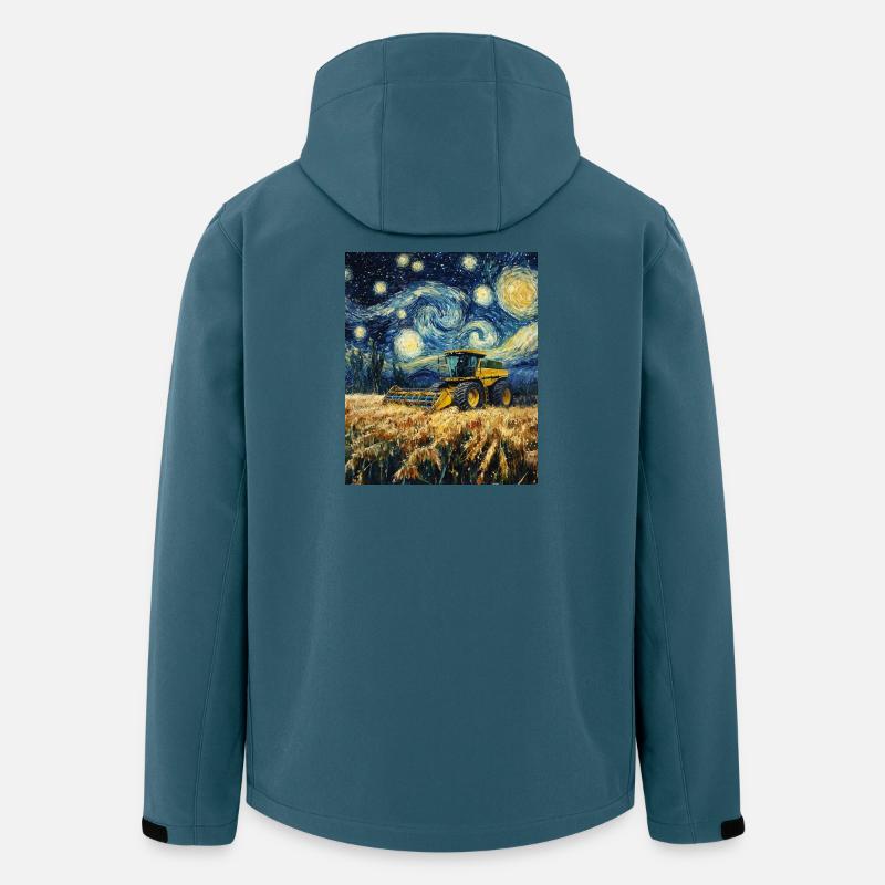 moissonneuse-batteuse fermier style van gogh étoilé - Veste softshell homme en polyester recyclé Stanley/Stella - bleu pétrole foncé