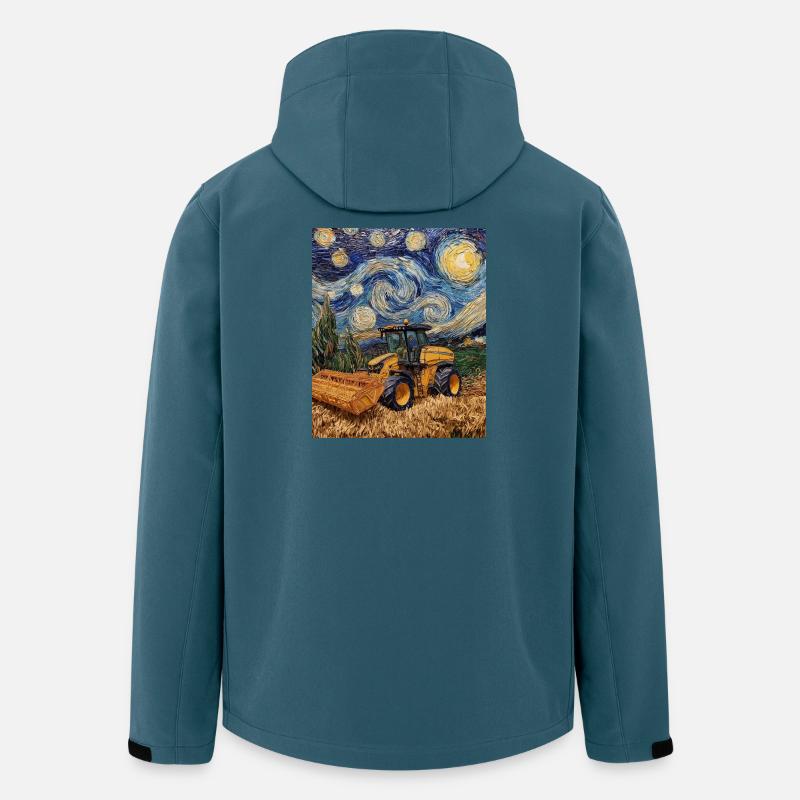 moissonneuse-batteuse fermier style van gogh étoilé - Veste softshell homme en polyester recyclé Stanley/Stella - bleu pétrole foncé