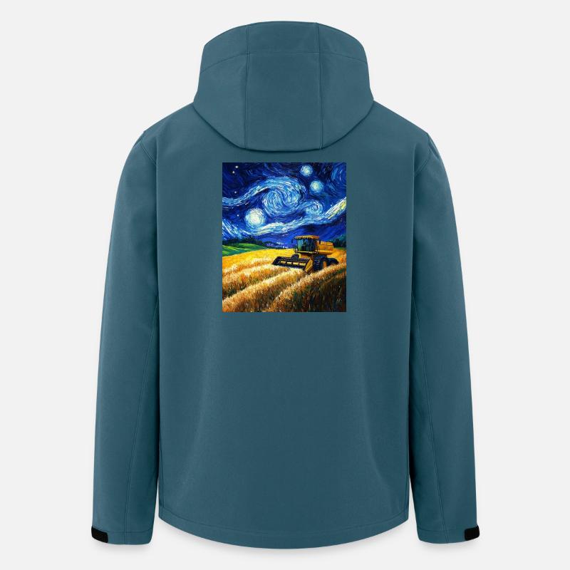 moissonneuse-batteuse fermier style van gogh étoilé - Veste softshell homme en polyester recyclé Stanley/Stella - bleu pétrole foncé
