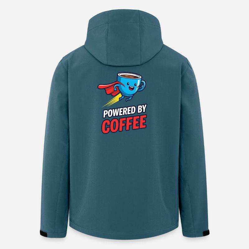 Powered by Coffee Lustiges Kaffee Motiv - Recycelte Männer Softshell-Jacke von Stanley/Stella - Dunkles Petrol