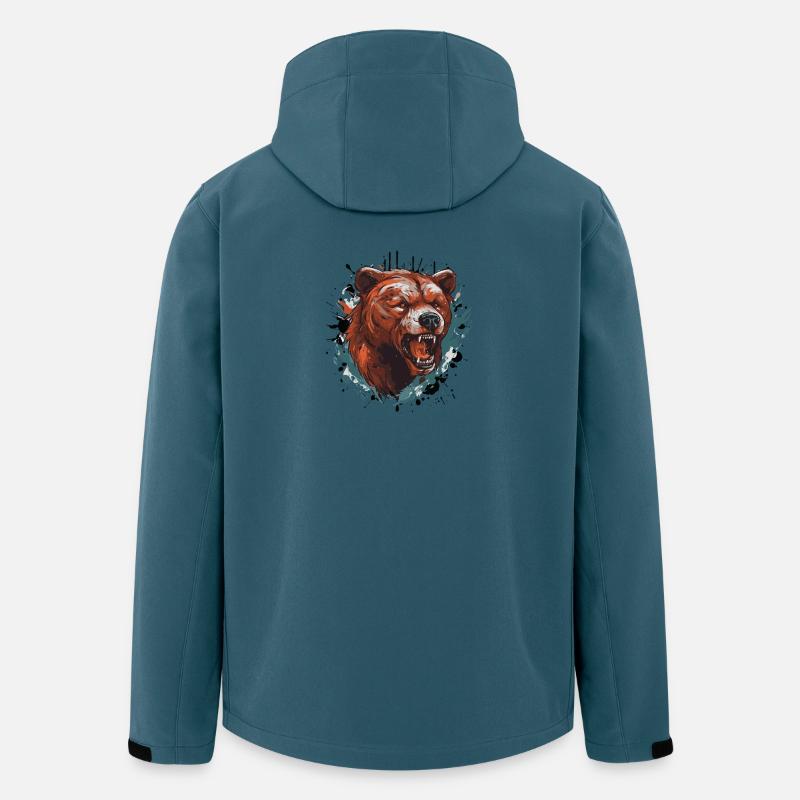 Grizzly Bär Kopf - Recycelte Männer Softshell-Jacke von Stanley/Stella - Dunkles Petrol