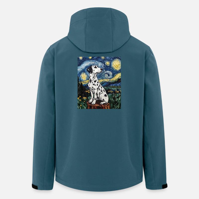 Dalmatiner Hund Van Gogh Style Starry  - Recycelte Männer Softshell-Jacke von Stanley/Stella - Dunkles Petrol