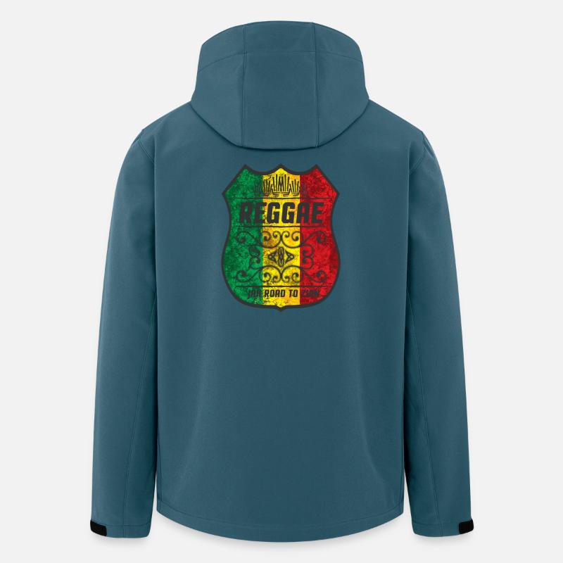 Motif drapeau reggae avec design culturel - Veste softshell homme en polyester recyclé Stanley/Stella - bleu pétrole foncé