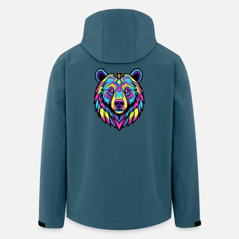 Neon Tribal Bär Illustration - Recycelte Männer Softshell-Jacke von Stanley/Stella - Dunkles Petrol