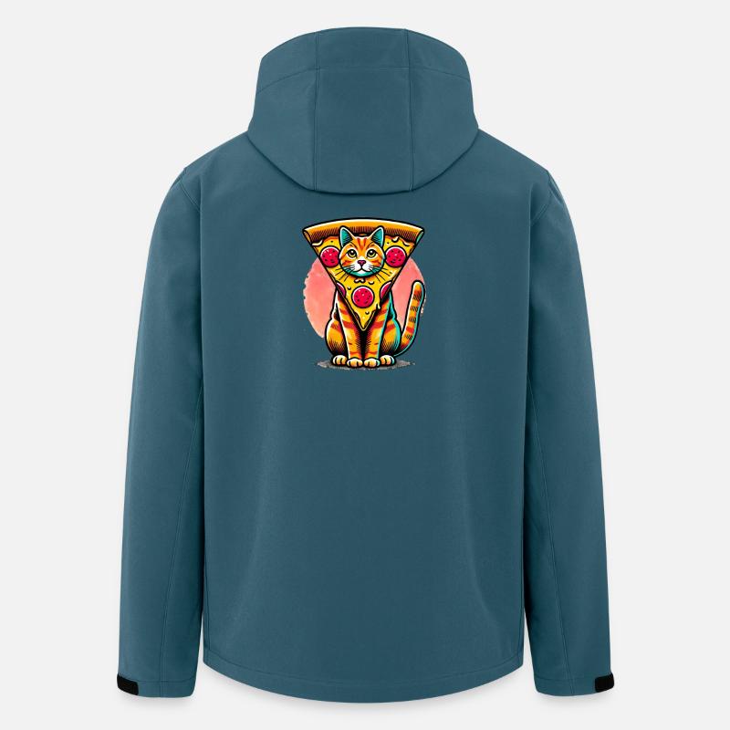 Skurrile Katze Pizza Illustration - Recycelte Männer Softshell-Jacke von Stanley/Stella - Dunkles Petrol