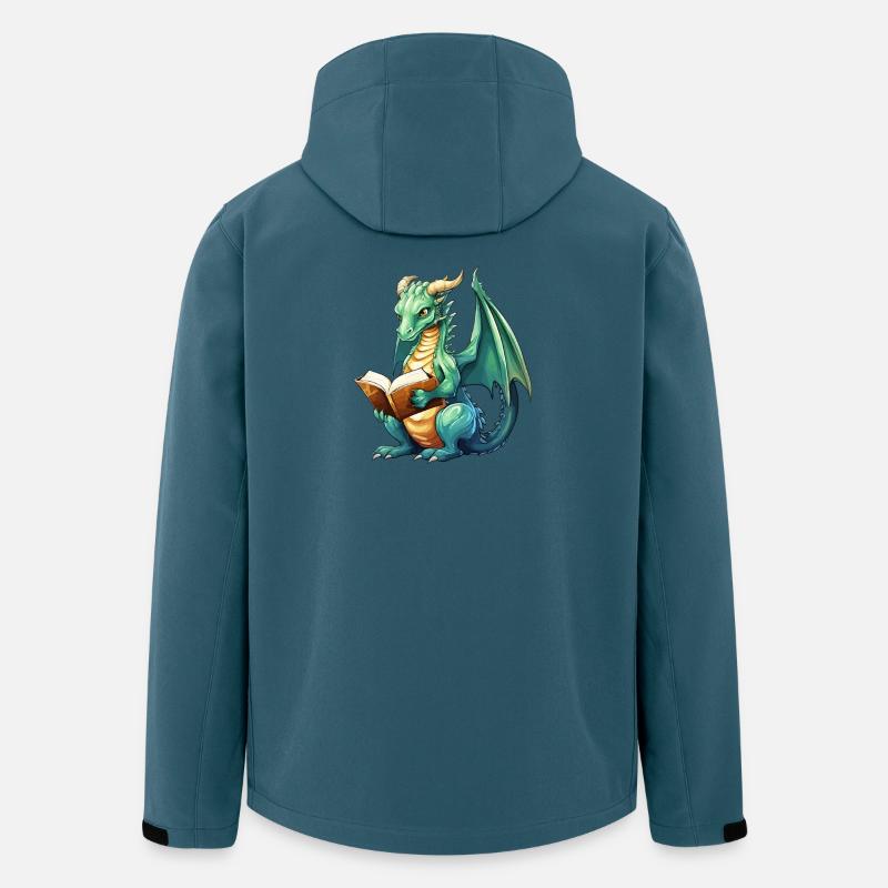 Fantasy-Lese-Drache mit Buch - Recycelte Männer Softshell-Jacke von Stanley/Stella - Dunkles Petrol