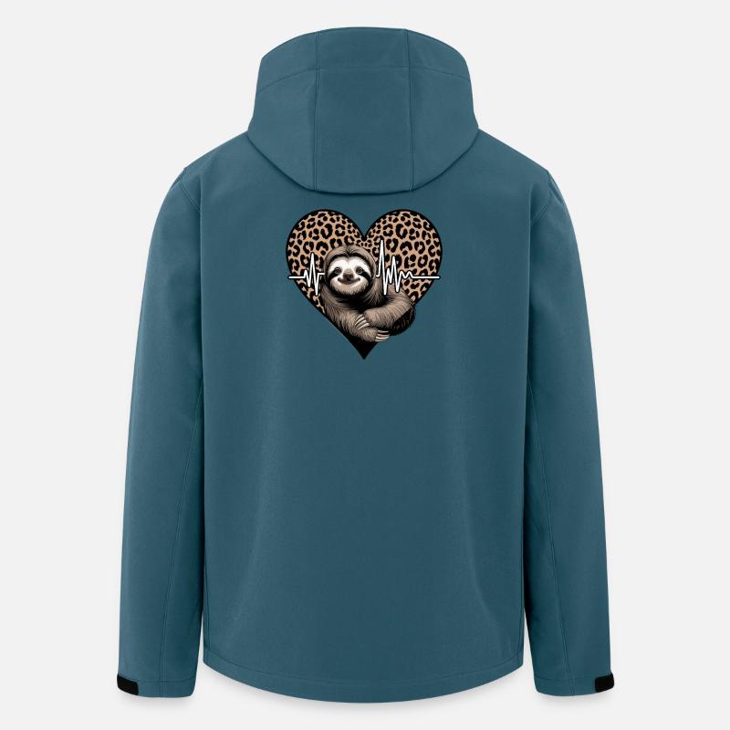 Lässiges Faultier Herz Leopard Muster - Recycelte Männer Softshell-Jacke von Stanley/Stella - Dunkles Petrol