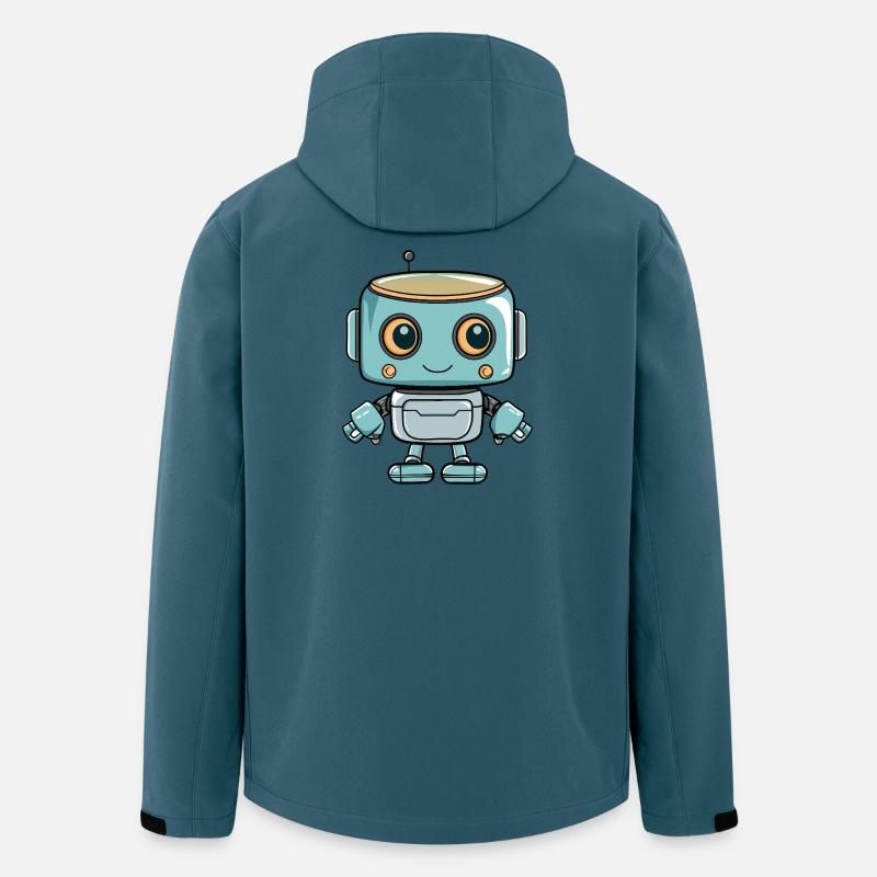 Niedlicher Roboter-Print für Kinder - Recycelte Männer Softshell-Jacke von Stanley/Stella - Dunkles Petrol