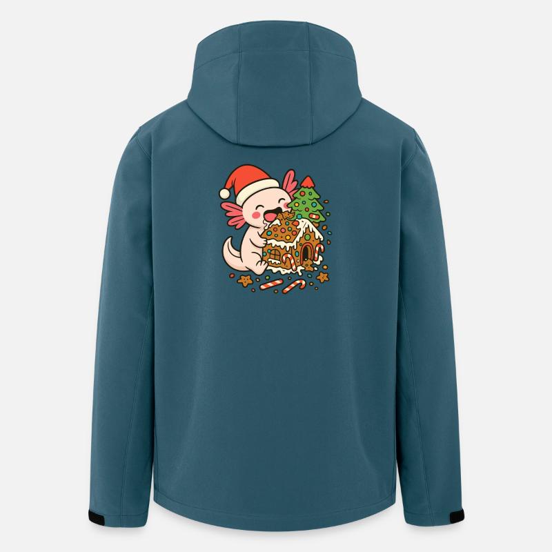 Weihnachts Axolotl – Lebkuchenhaus Design - Recycelte Männer Softshell-Jacke von Stanley/Stella - Dunkles Petrol