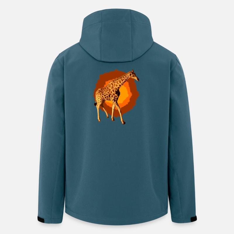 Giraffe im Sonnenfeuer - Recycelte Männer Softshell-Jacke von Stanley/Stella - Dunkles Petrol