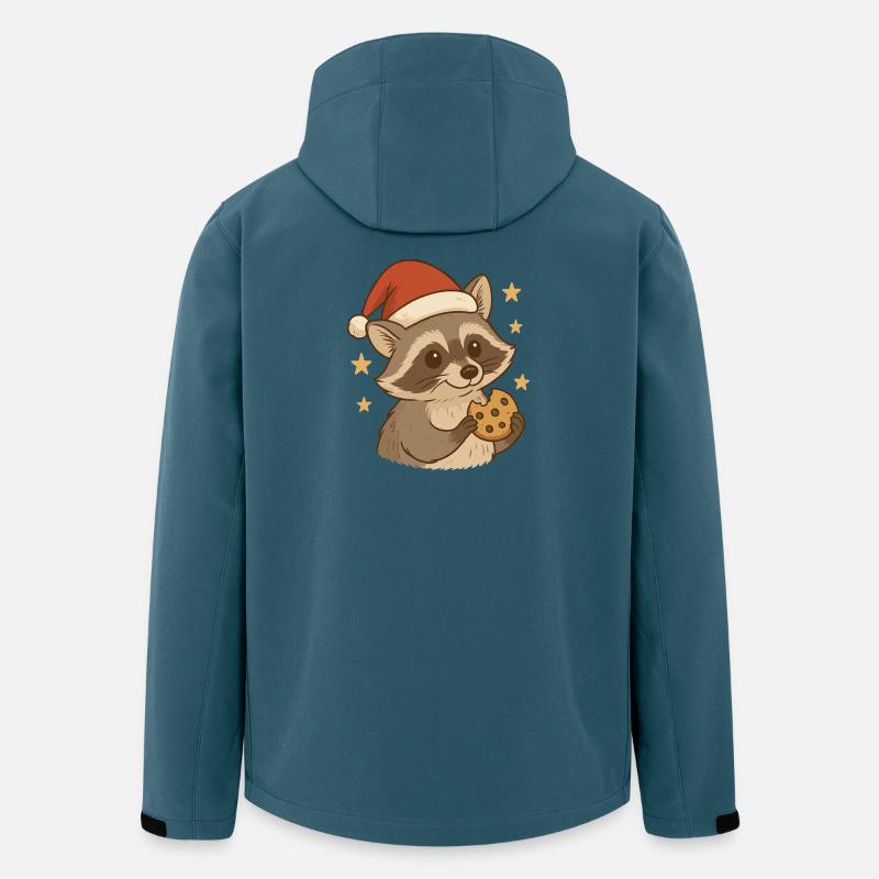 Weihnachts Waschbär mit Keks - Recycelte Männer Softshell-Jacke von Stanley/Stella - Dunkles Petrol