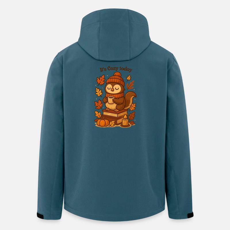 Gemütliche Herbst-Eule mit Tee Mütze  - Recycelte Männer Softshell-Jacke von Stanley/Stella - Dunkles Petrol
