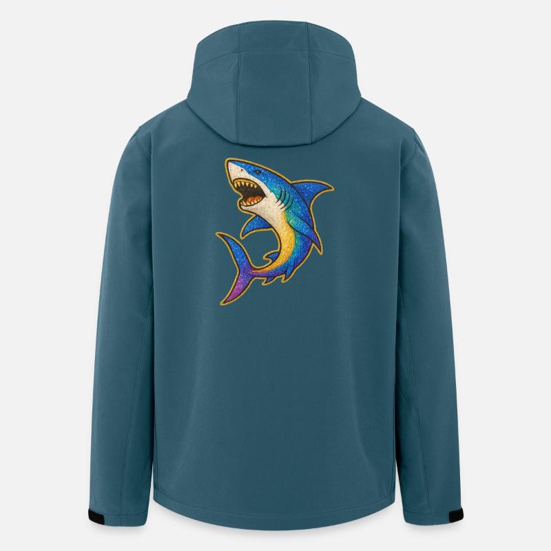 Hai | Rainbow Shark Patch Art - Recycelte Männer Softshell-Jacke von Stanley/Stella - Dunkles Petrol