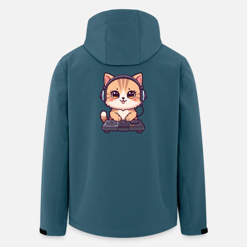 Katze als DJ mit Kopfhörer - Recycelte Männer Softshell-Jacke von Stanley/Stella - Dunkles Petrol