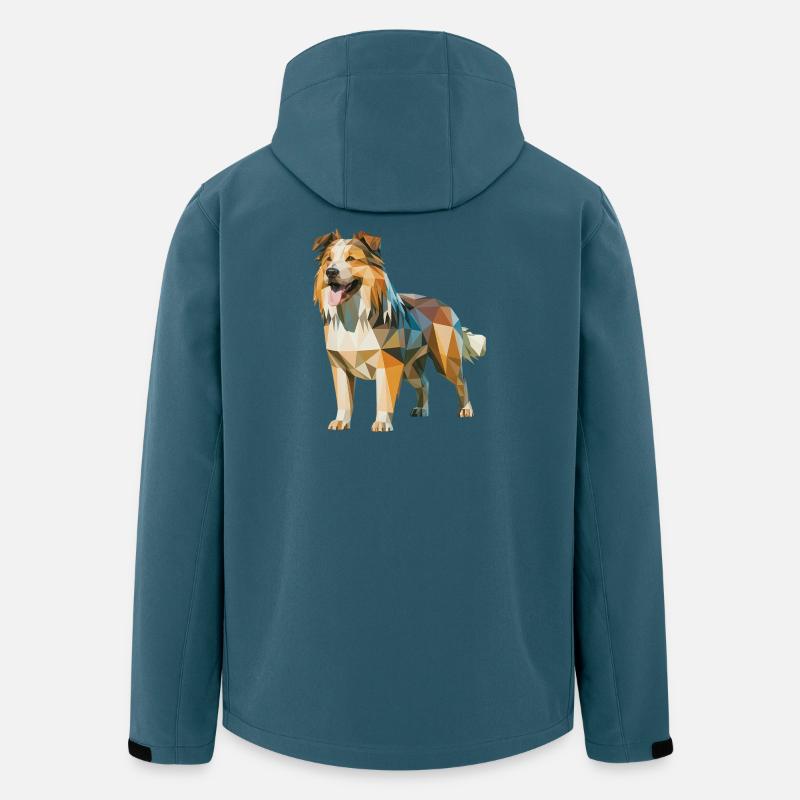 Australian Shepherd - Cooles Low Poly Logo - Recycelte Männer Softshell-Jacke von Stanley/Stella - Dunkles Petrol