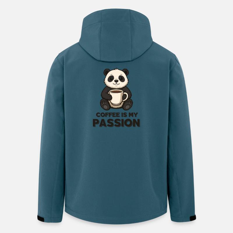 Panda Kaffee Leidenschaft - Recycelte Männer Softshell-Jacke von Stanley/Stella - Dunkles Petrol