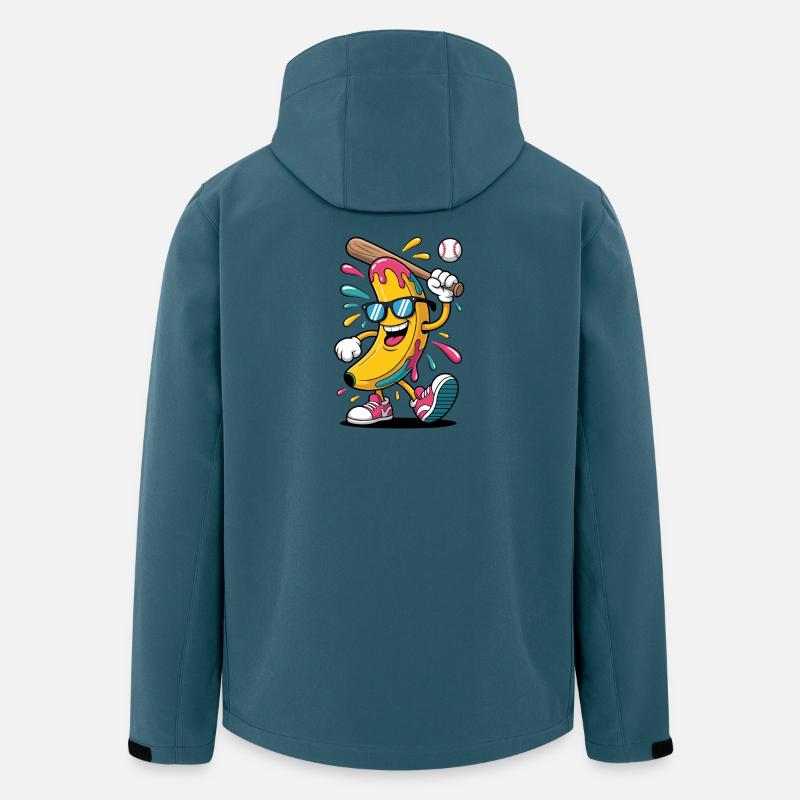 Cartoon Banana Playing Baseball - Recycelte Männer Softshell-Jacke von Stanley/Stella - Dunkles Petrol