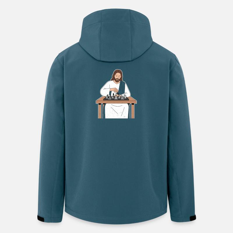 Saint Train aux échecs / Jesus Chess - Veste softshell homme en polyester recyclé Stanley/Stella - bleu pétrole foncé
