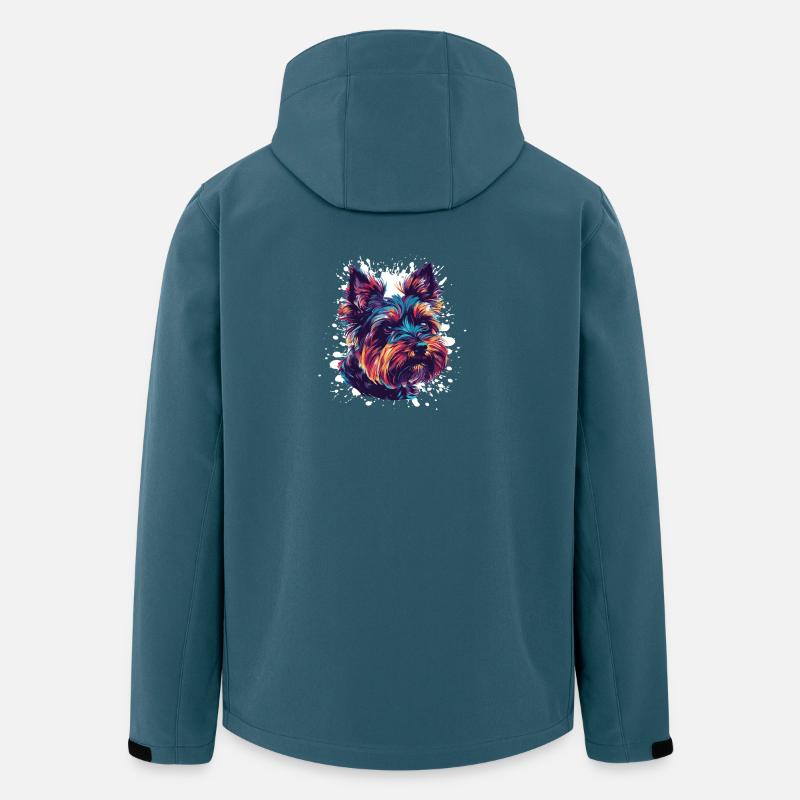 Buntes Hundeporträt Splatter - Recycelte Männer Softshell-Jacke von Stanley/Stella - Dunkles Petrol