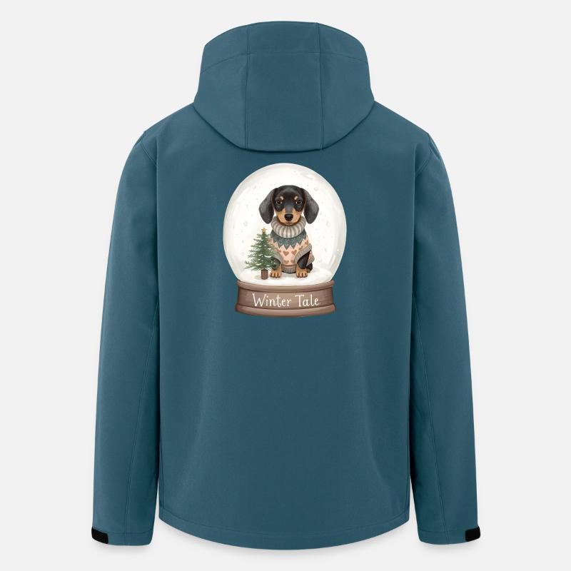 Dackel in Schneekugel – Winter Tale - Recycelte Männer Softshell-Jacke von Stanley/Stella - Dunkles Petrol