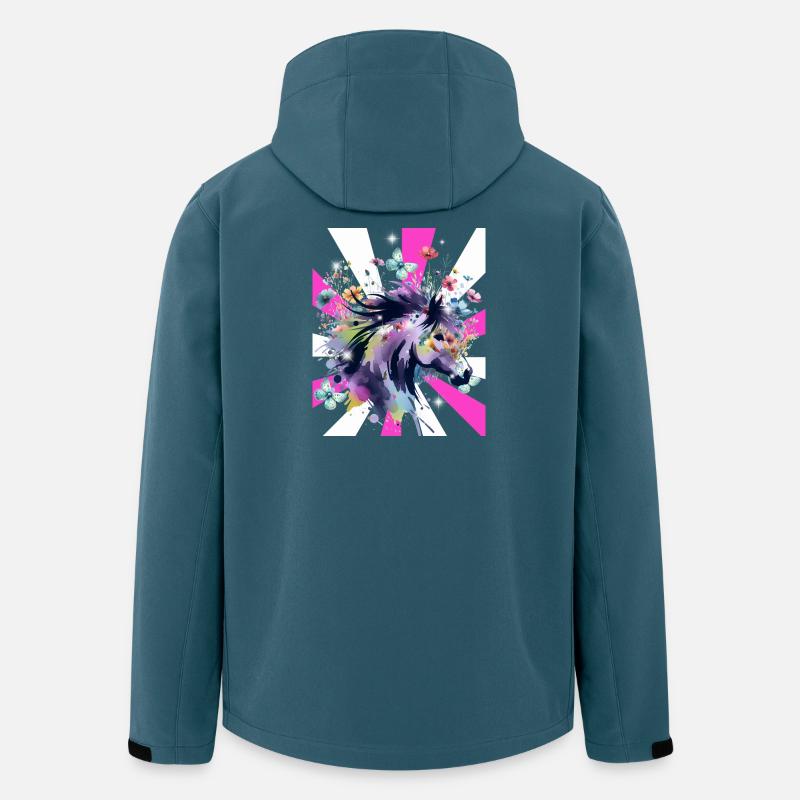 Retro Pferd Pferde Mädchen 60er Blumen - Recycelte Männer Softshell-Jacke von Stanley/Stella - Dunkles Petrol