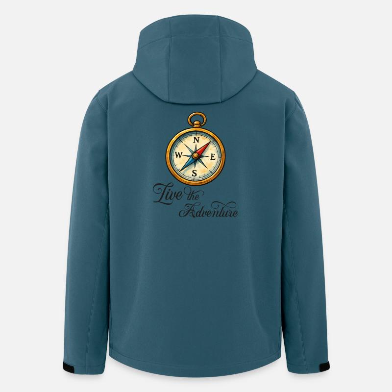 Motif boussole Vivez l’aventure - Veste softshell homme en polyester recyclé Stanley/Stella - bleu pétrole foncé