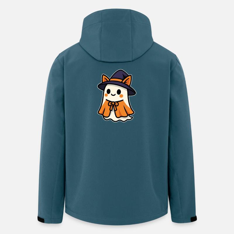 Kawaii Halloween Geist mit Hexenhut - Recycelte Männer Softshell-Jacke von Stanley/Stella - Dunkles Petrol