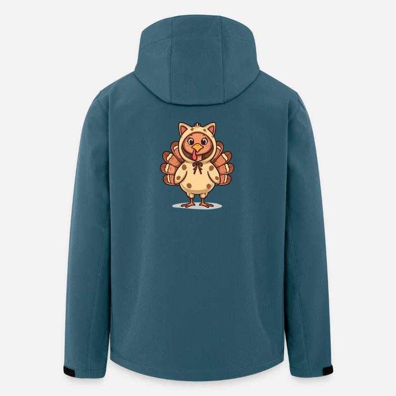 Drôle de chat de dinde Thanksgiving - Veste softshell homme en polyester recyclé Stanley/Stella - bleu pétrole foncé