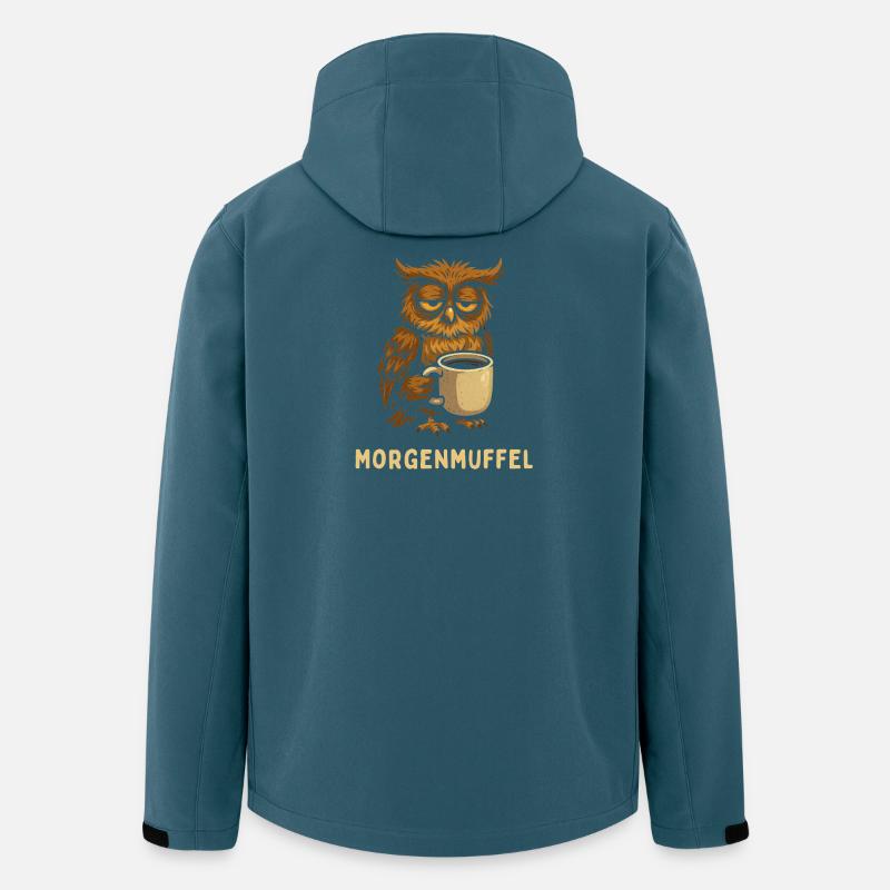 Morgenmuffel-Eule mit Kaffee - Recycelte Männer Softshell-Jacke von Stanley/Stella - Dunkles Petrol