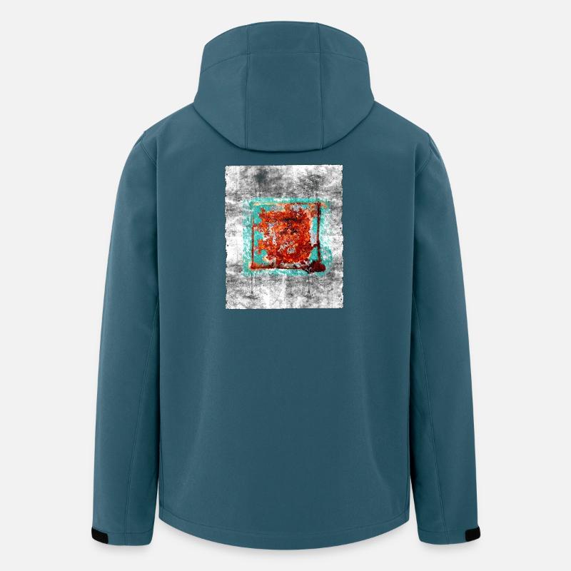 Carré de rouille sur texture grise - Veste softshell homme en polyester recyclé Stanley/Stella - bleu pétrole foncé