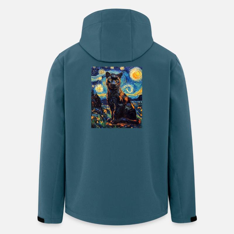 Panther Van Gogh Style Starry Night - Recycelte Männer Softshell-Jacke von Stanley/Stella - Dunkles Petrol