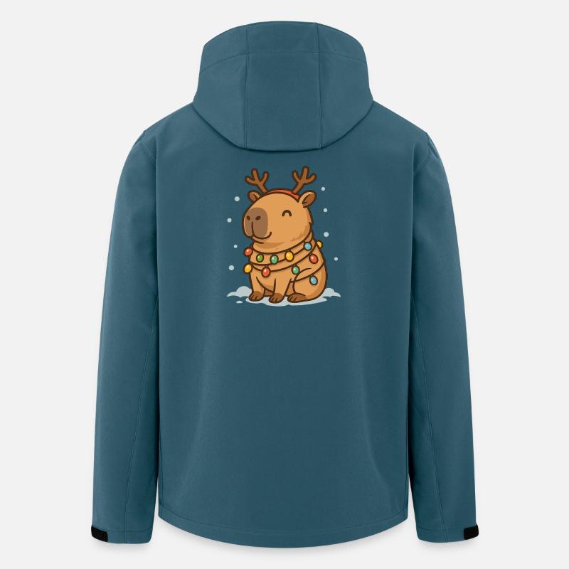✨ Rentier-Capybara mit Lichterkette 🎄 - Recycelte Männer Softshell-Jacke von Stanley/Stella - Dunkles Petrol