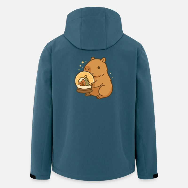 ✨ Capybara mit Schneekugel – Weihnachtszauber - Recycelte Männer Softshell-Jacke von Stanley/Stella - Dunkles Petrol
