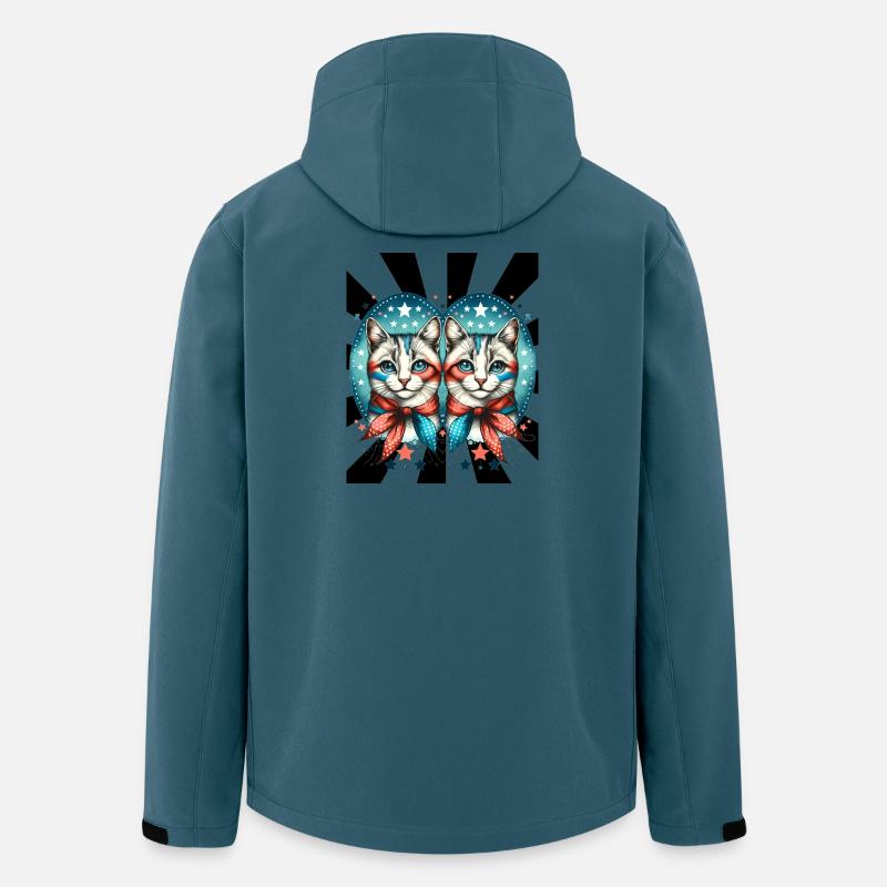 60er Retro Katzen Katze - Recycelte Männer Softshell-Jacke von Stanley/Stella - Dunkles Petrol