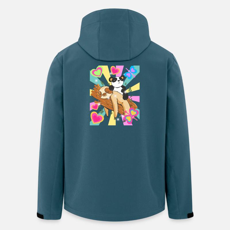 Panda ruht auf Ast mit Herzen - Recycelte Männer Softshell-Jacke von Stanley/Stella - Dunkles Petrol