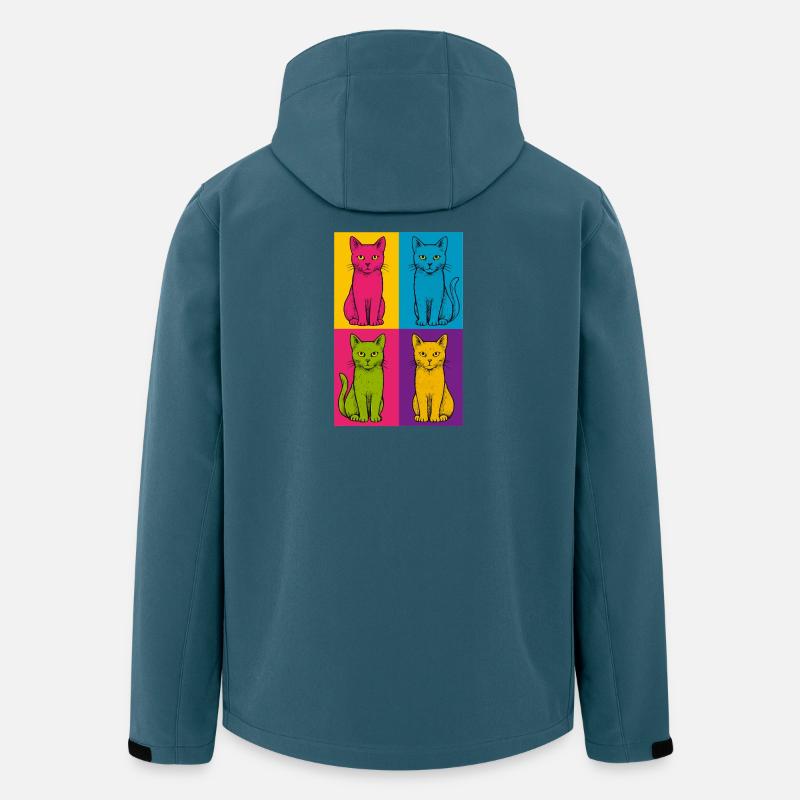 Pop Art Katzen Quartett - Recycelte Männer Softshell-Jacke von Stanley/Stella - Dunkles Petrol