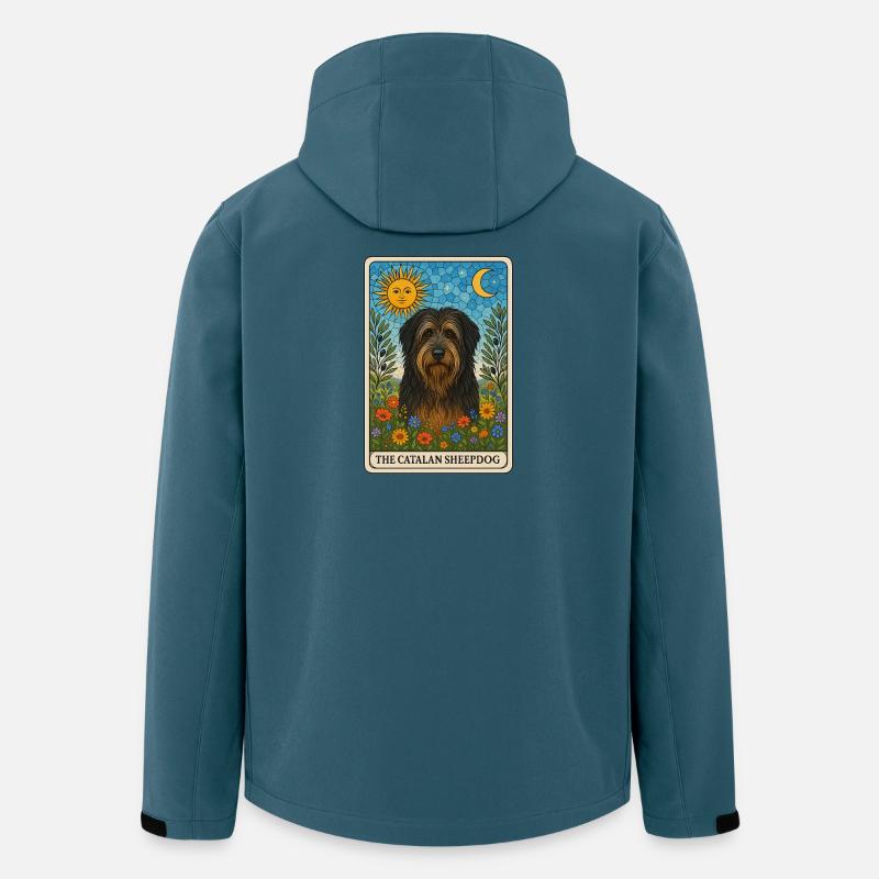 Soleil Lune Chien de berger catalan - Veste softshell homme en polyester recyclé Stanley/Stella - bleu pétrole foncé