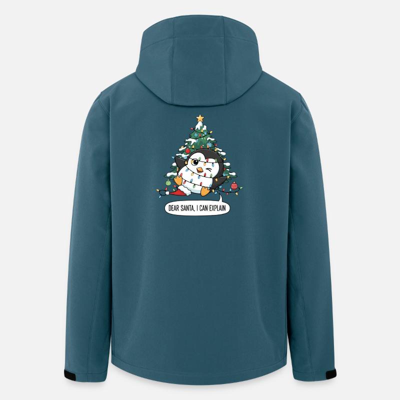Tollpatschiger Pinguin Weihnachtsbaum Lichterkette - Recycelte Männer Softshell-Jacke von Stanley/Stella - Dunkles Petrol