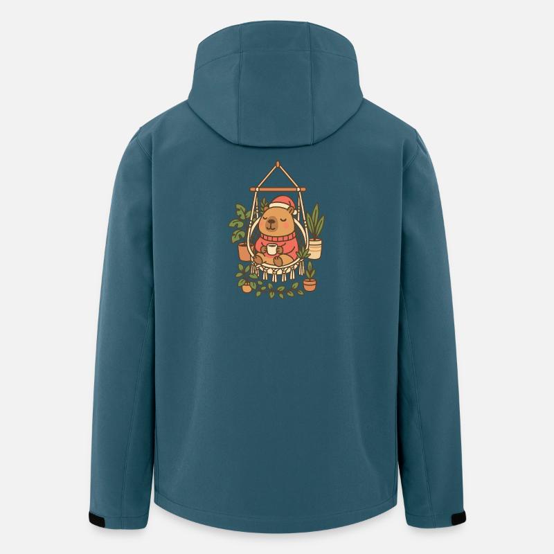 Cozy Capybara Weihnachten – Boho Hygge Stil ☕ - Recycelte Männer Softshell-Jacke von Stanley/Stella - Dunkles Petrol