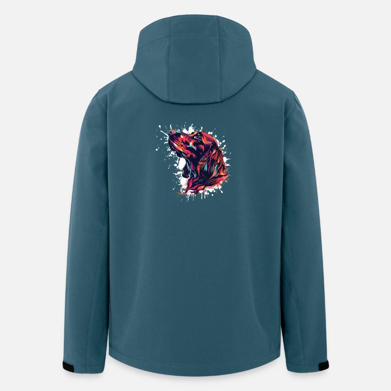Bunter Hund Kopf Splatterkunst - Recycelte Männer Softshell-Jacke von Stanley/Stella - Dunkles Petrol