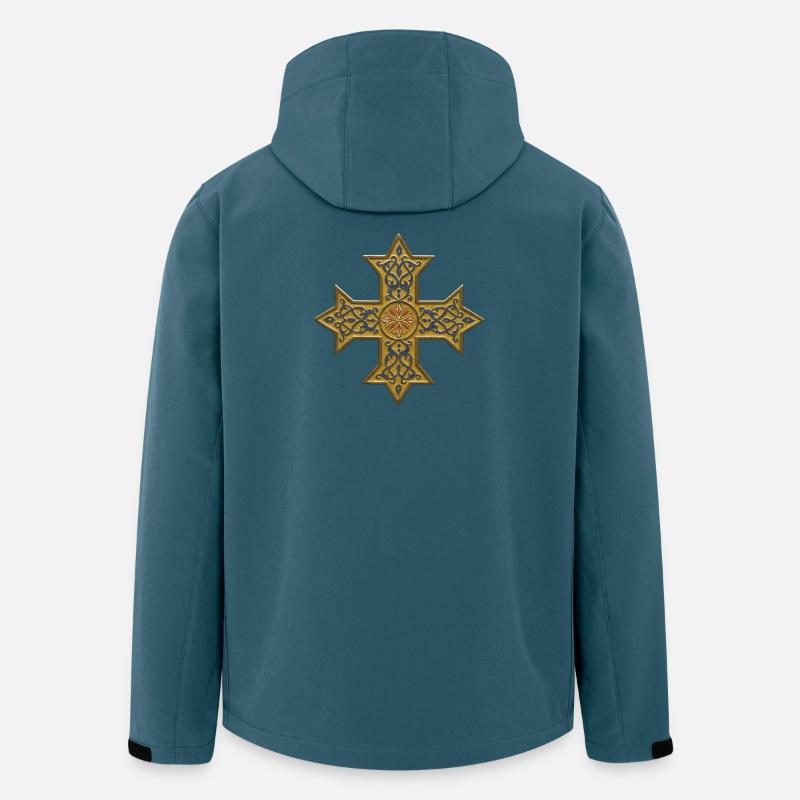 Croix copte - Veste softshell homme en polyester recyclé Stanley/Stella - bleu pétrole foncé