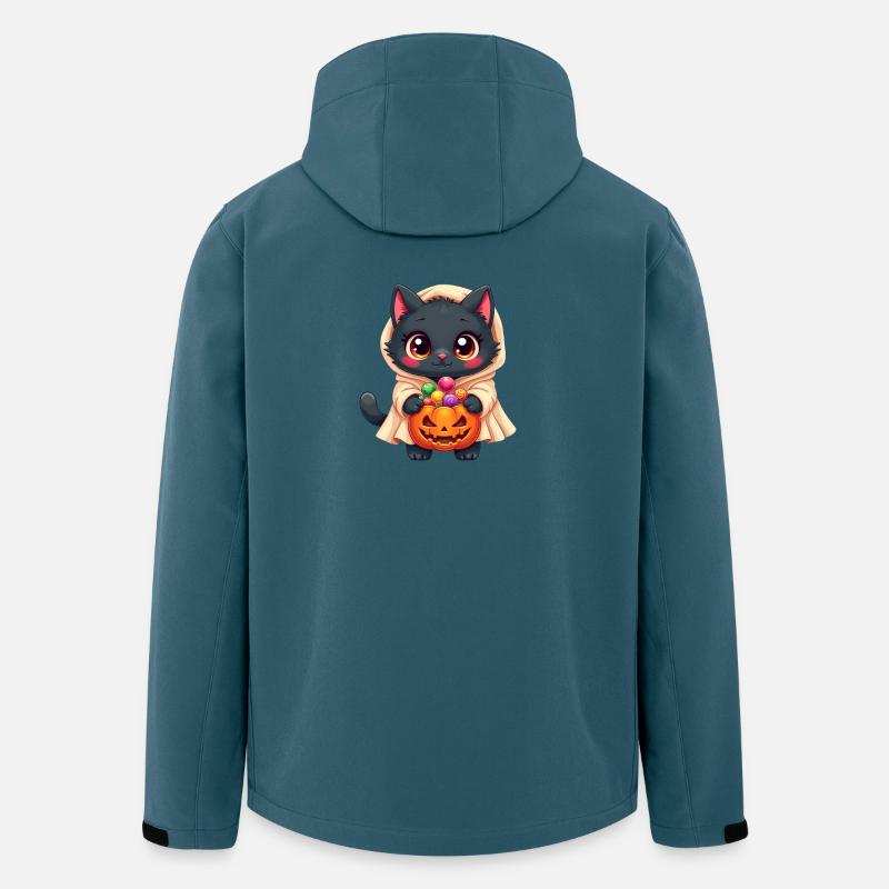 Chat d’Halloween avec citrouille d’Halloween - Veste softshell homme en polyester recyclé Stanley/Stella - bleu pétrole foncé